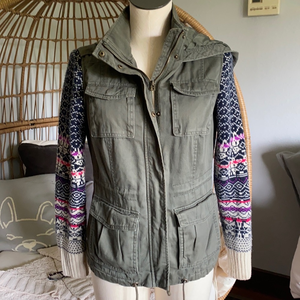 Aeropostale Field Utility Jacket w/Knit sleeve